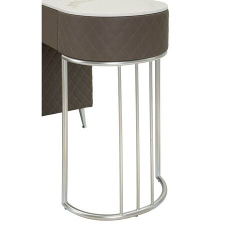Toaletka z taboretem Sharon Legs, 120 x 40 x 75 cm, zestaw do makijażu, szary, srebrny, styl glamour, Mauro Ferretti