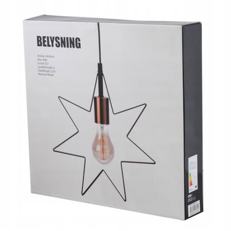 LAMPA wisząca GWIAZDA metalowa 30x32cm