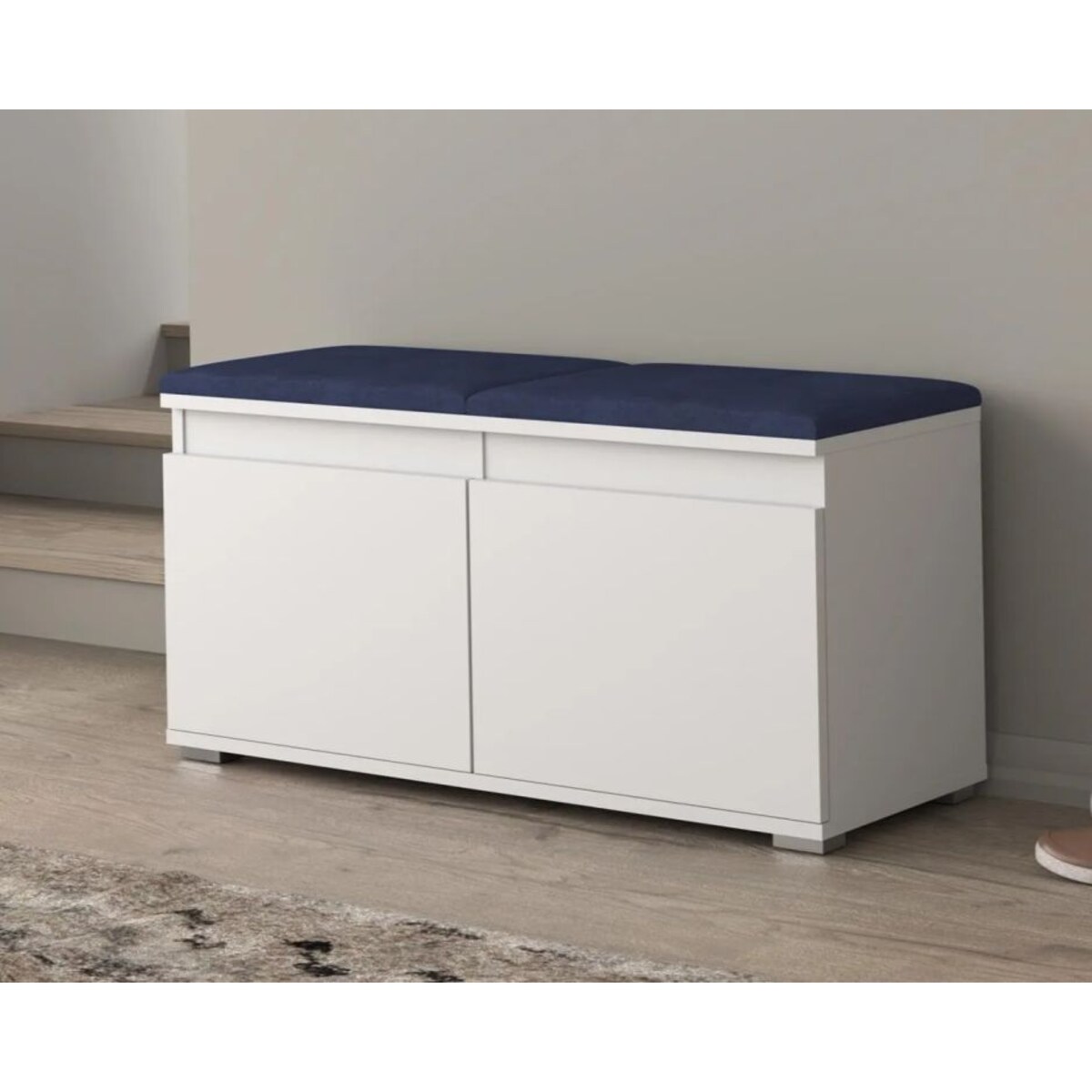 Szafka na buty z siedziskiem SINGAPUR 100 biała/granatowa