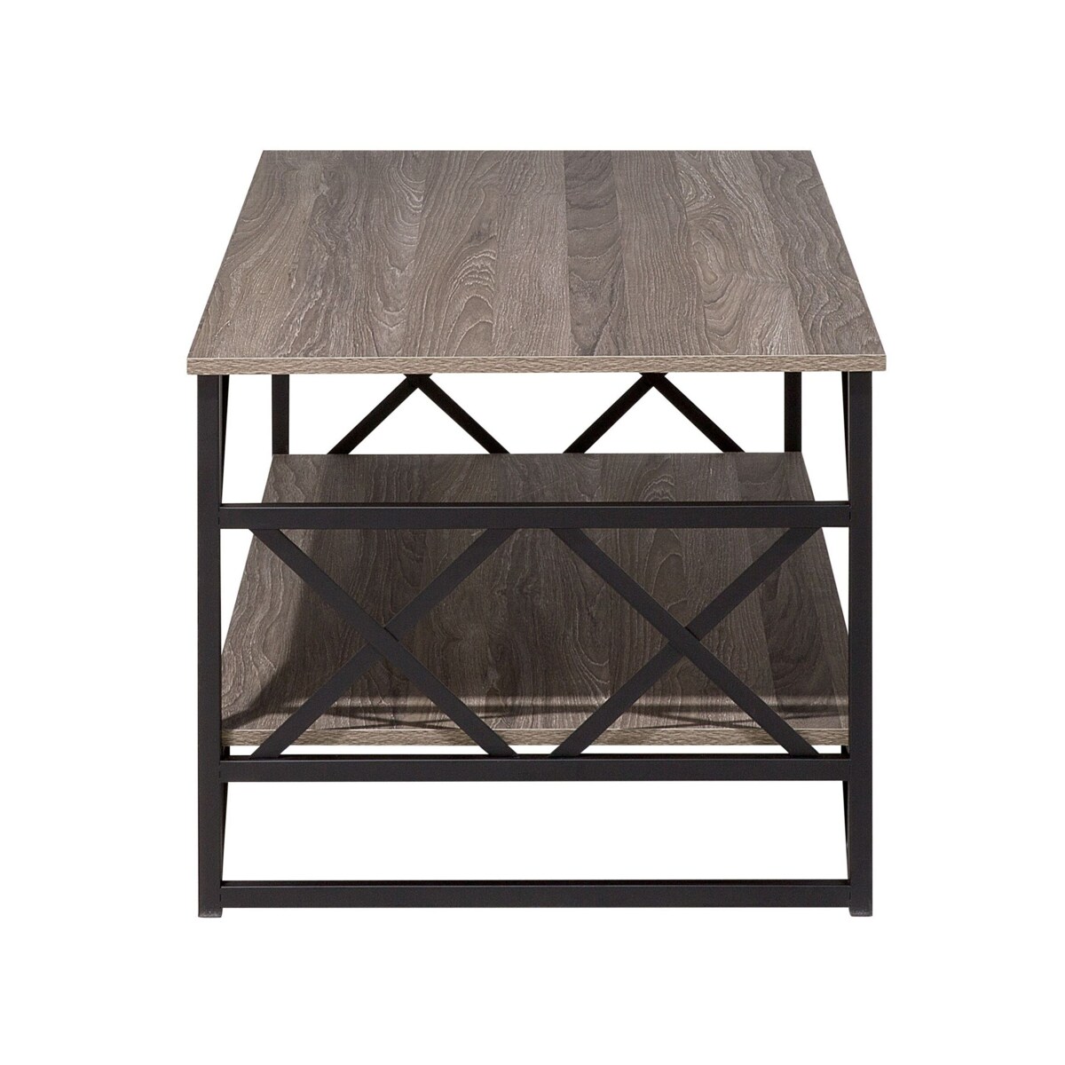 Stolik kawowy brązowoszare drewno z czarnym BOLTON