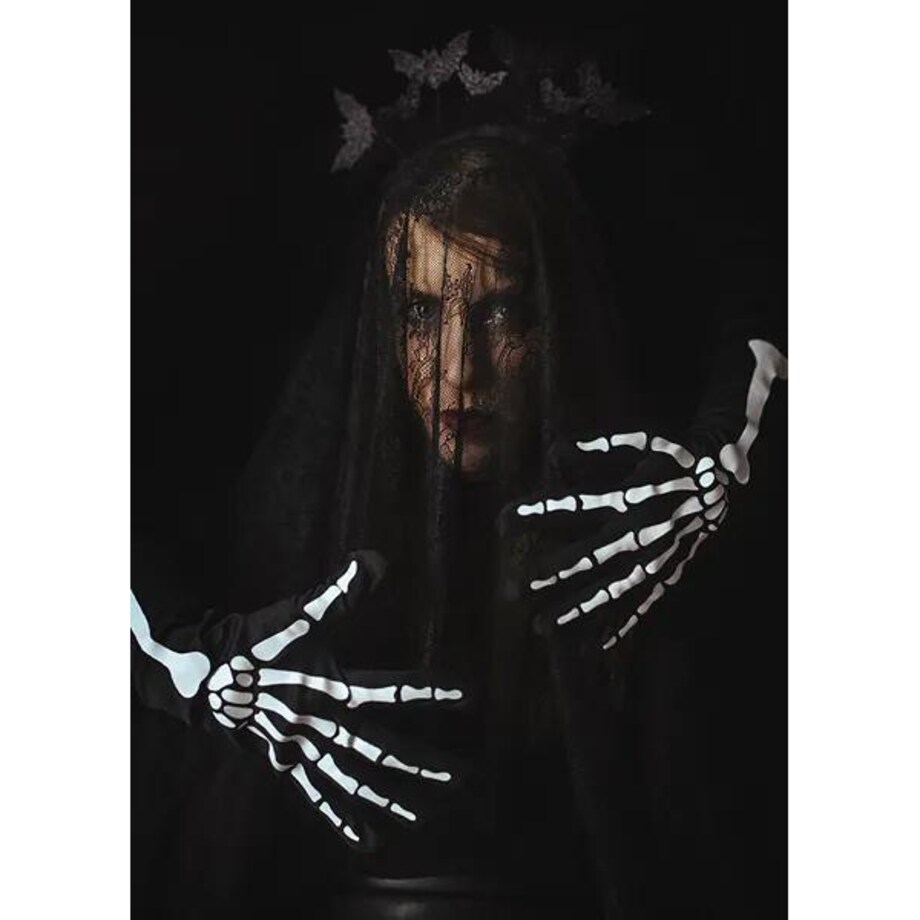 Rękawiczki świecące w ciemności, czarne, rozmiar S/M