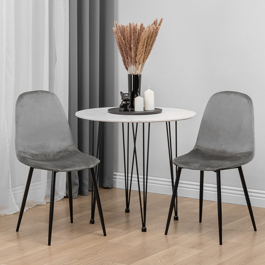 Krzesło tapicerowane welurowe do salonu jadalni szare nowoczesne