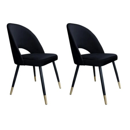 Zestaw krzeseł ISKAR VELVET GOLD 2 szt czarne