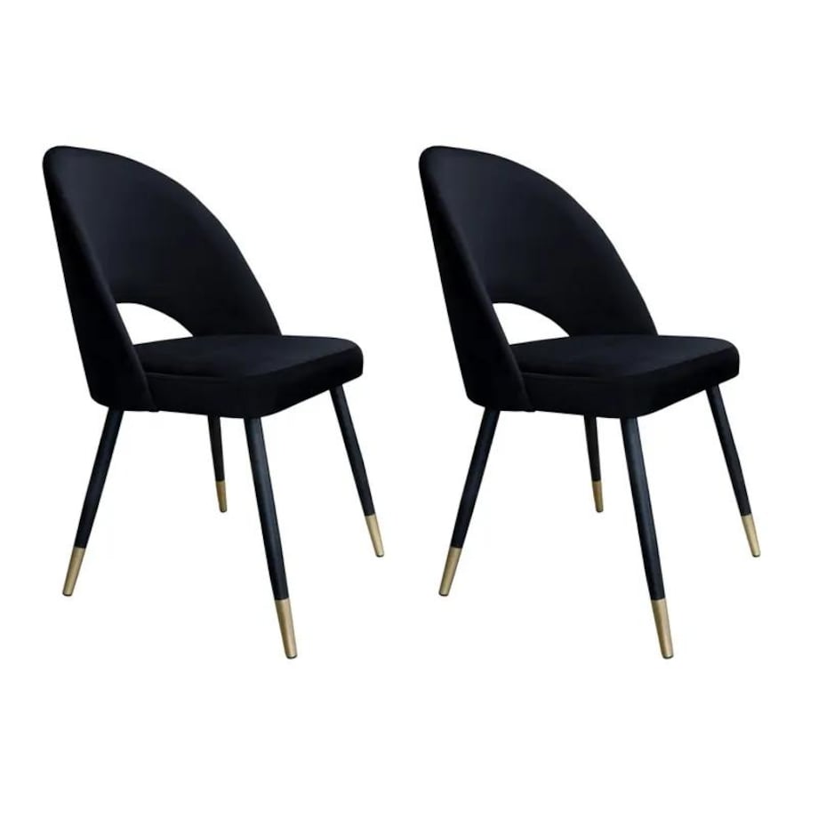 Zestaw krzeseł ISKAR VELVET GOLD 2 szt czarne