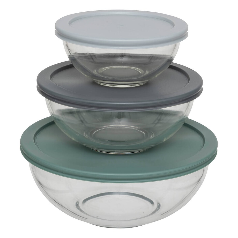 Szklane miski z pokrywkami SO SIMPLE, 3 sztuki