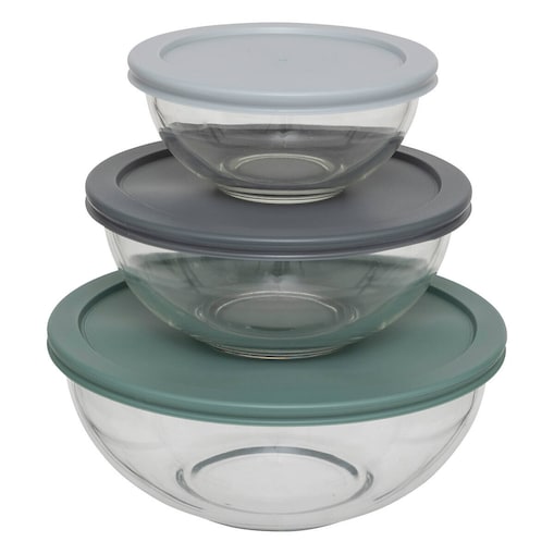 Szklane miski z pokrywkami SO SIMPLE, 3 sztuki