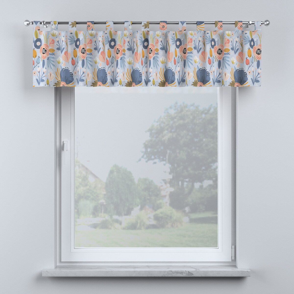 Lambrekin na szelkach 260x40 niebieski