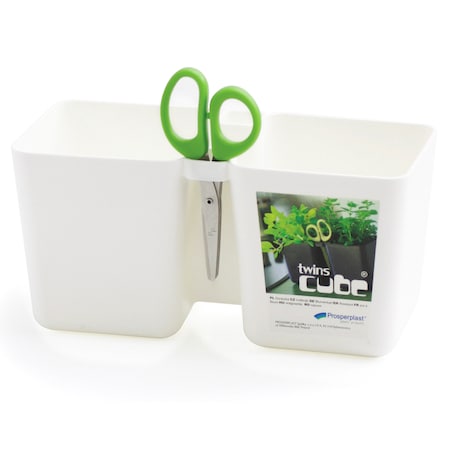 Doniczka Na Zioła Donica Doniczki + Nożyczki Biała