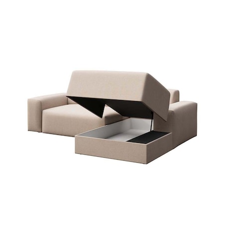 Villet Sofa narożna prawa z funkcją spania i pojemnikiem beżowa