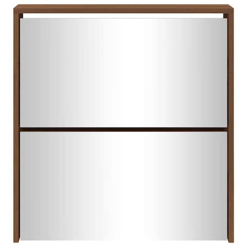 vidaXL Szafka na buty, lustro i 2 szuflady, brązowy dąb, 63x17x67 cm