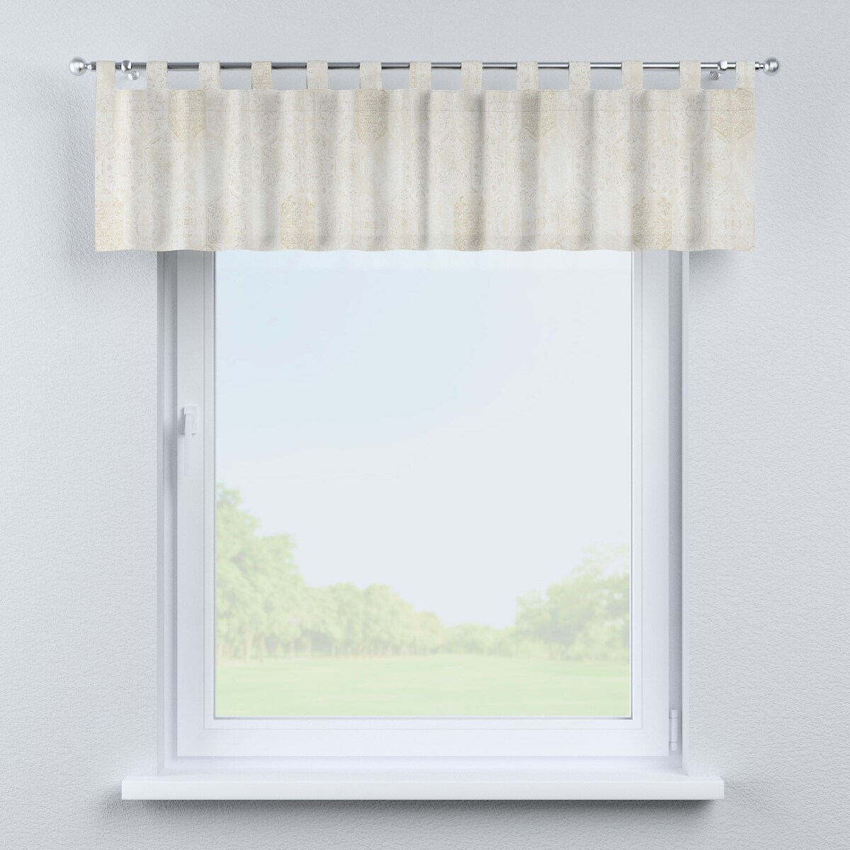 Lambrekin na szelkach 390x40 szaro-beżowy ornament