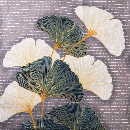 Pościel flanelowa 220x200 Solenne Dark szara, liście miłorzębu, Flanelove