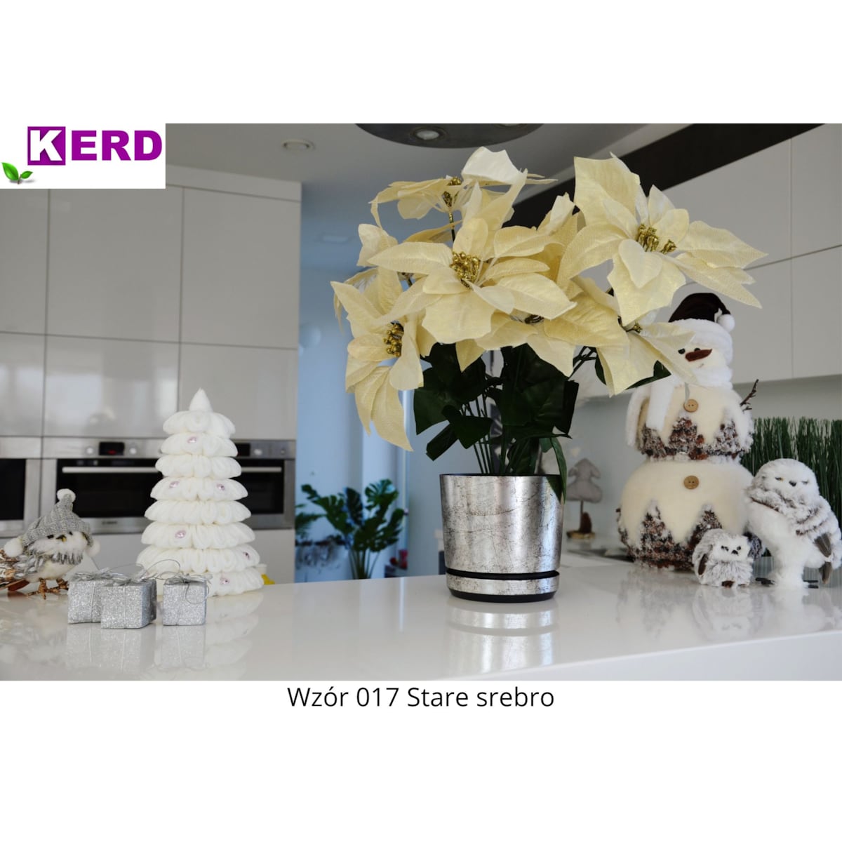 16 cm wzór STARE SREBRO Doniczka z podstawką klasyczna elegancka efekt kamienia skały