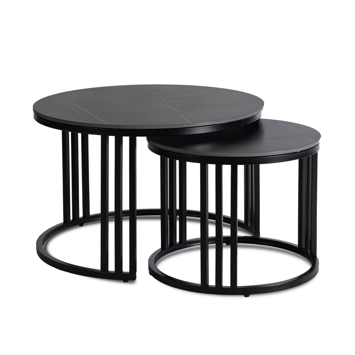 Stolik Kawowy Okrągły Ceramiczny Czarny Marmur Ława Glamour 2w1 JERRY