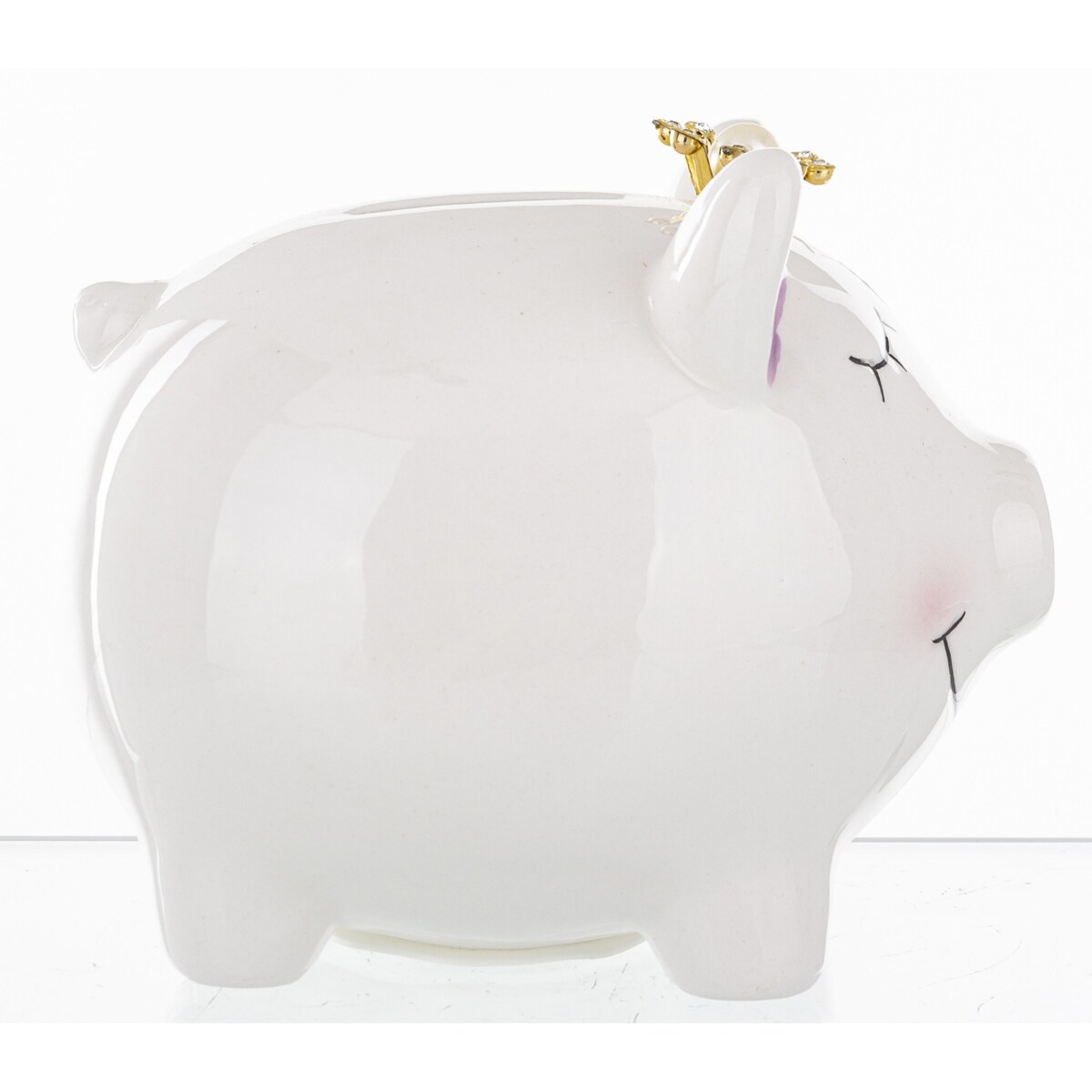 Skarbonka ceramiczna - 10,5x9,5x12,5 cm świnka PIGGY biała