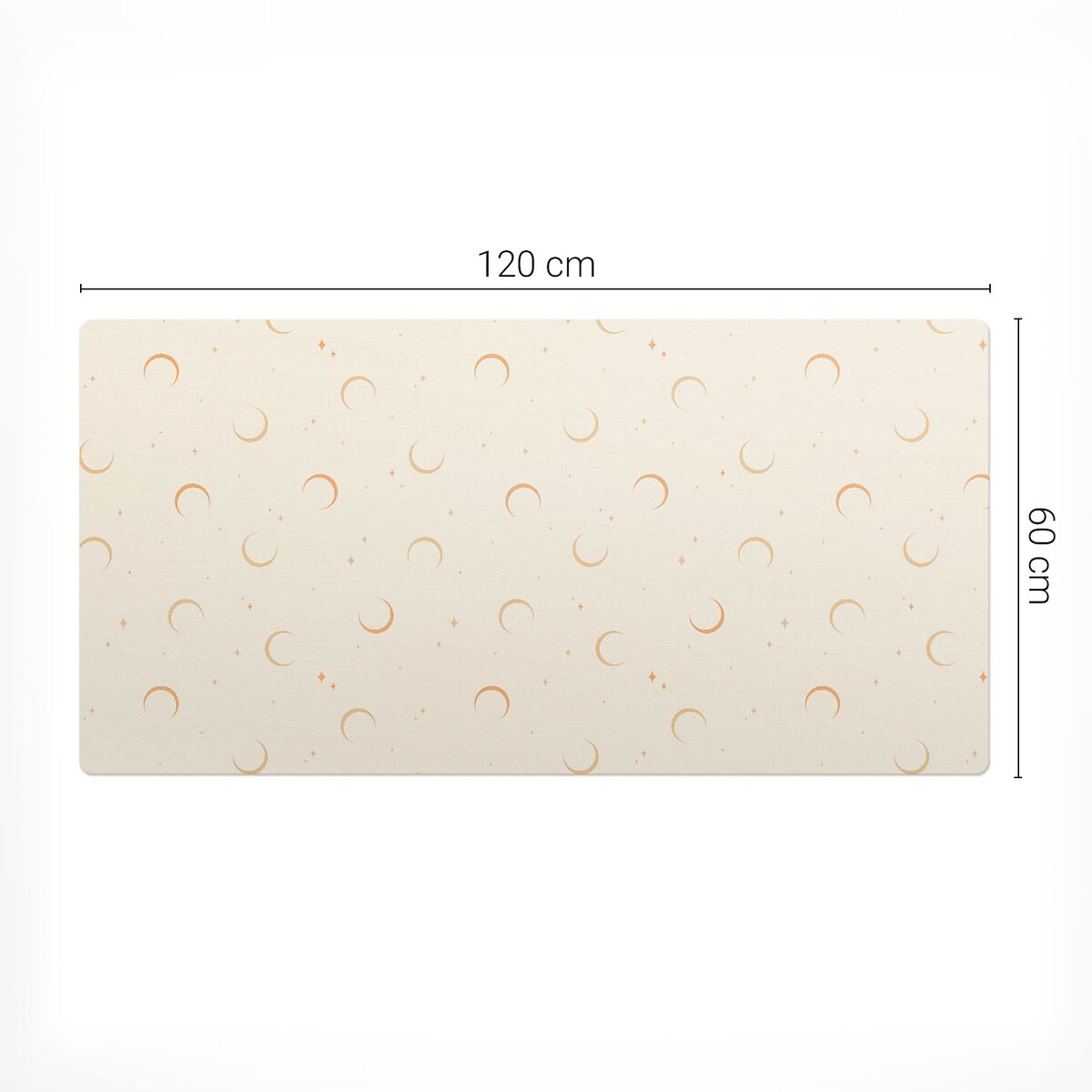 Kremowa mata na biurko Księżyce i gwiazdki, 120x60 cm