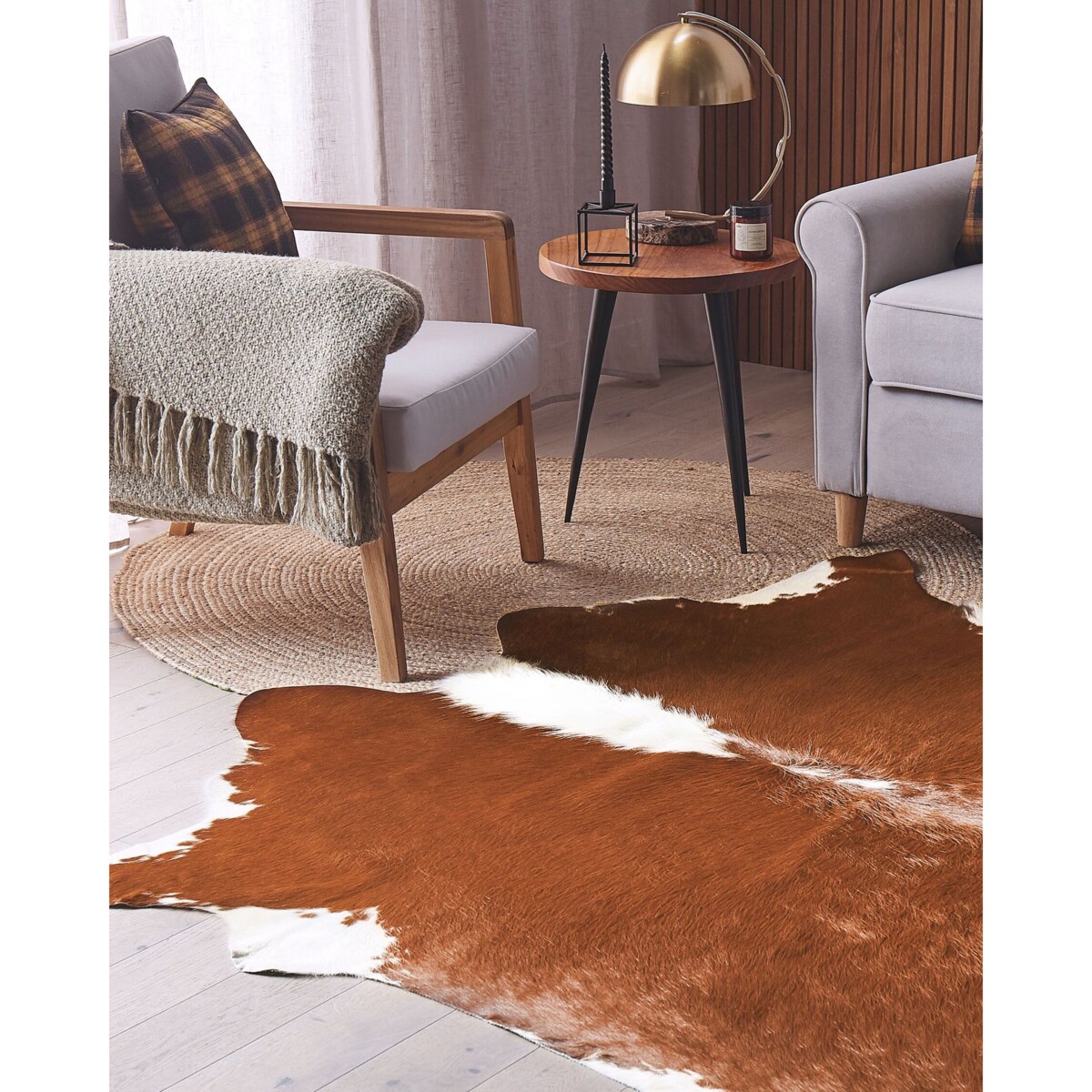 Skóra bydlęca 2-3 m² brązowo-biała NASQU