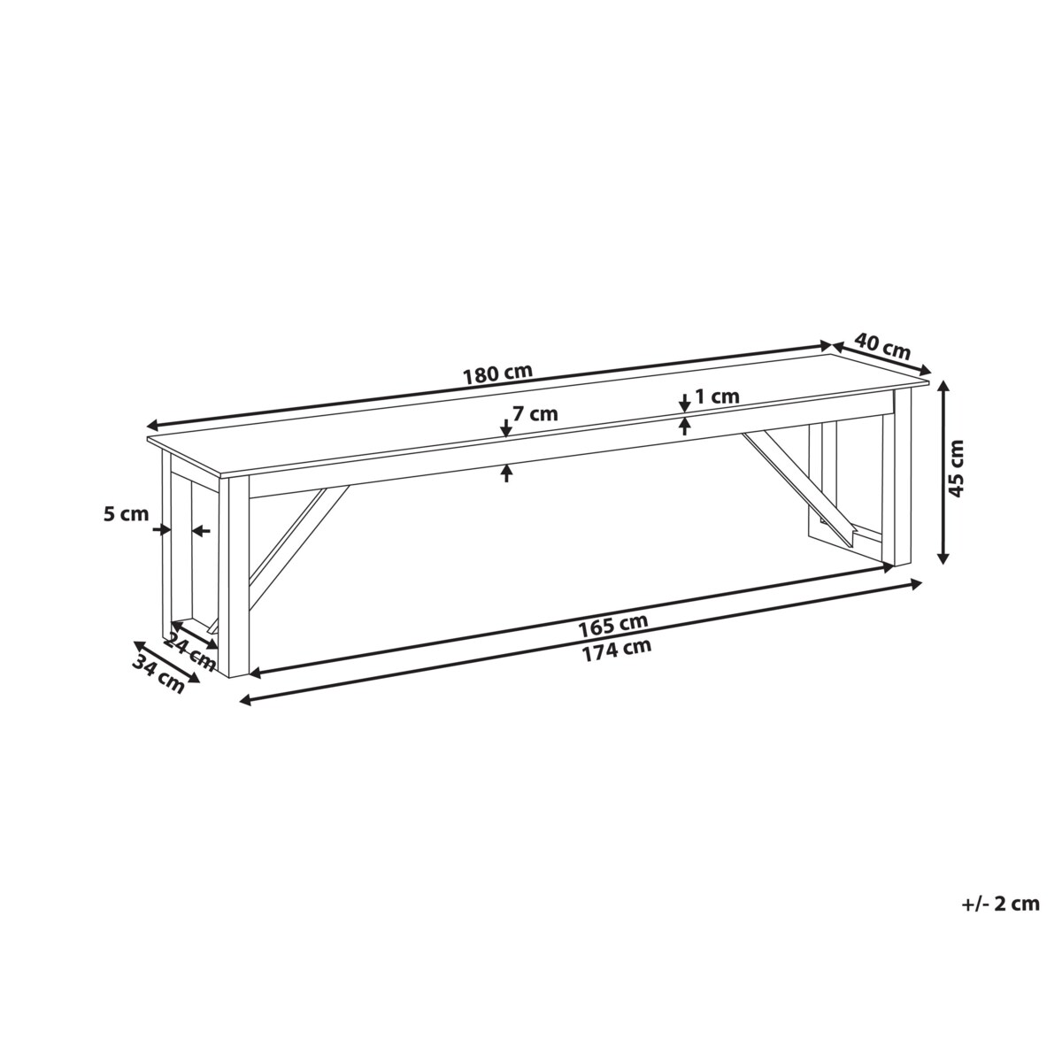 Ławka ogrodowa NOTTERI 180 cm Beton Szary