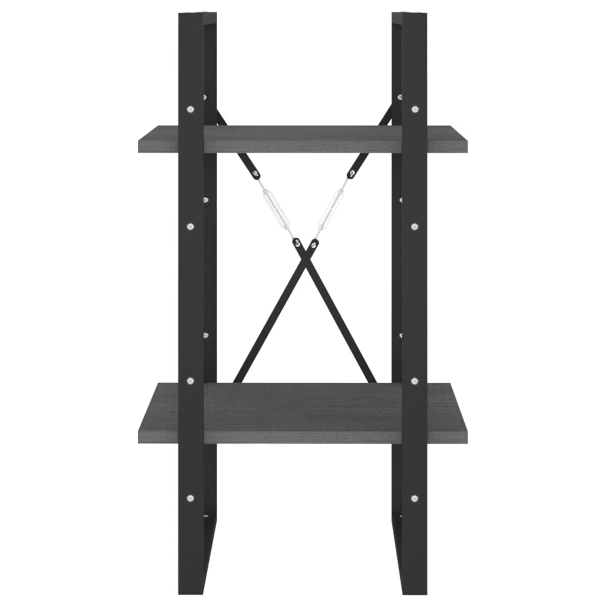 vidaXL Regał, 2 półki, szary, 40x30x70 cm, lite drewno sosnowe