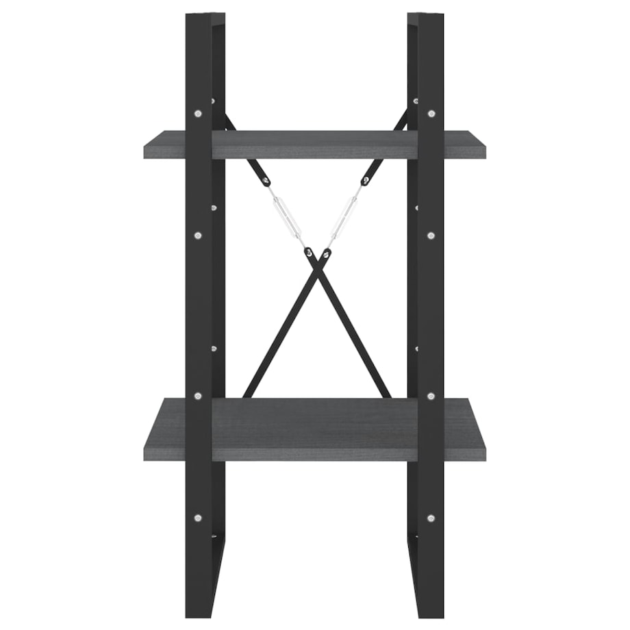 vidaXL Regał, 2 półki, szary, 40x30x70 cm, lite drewno sosnowe