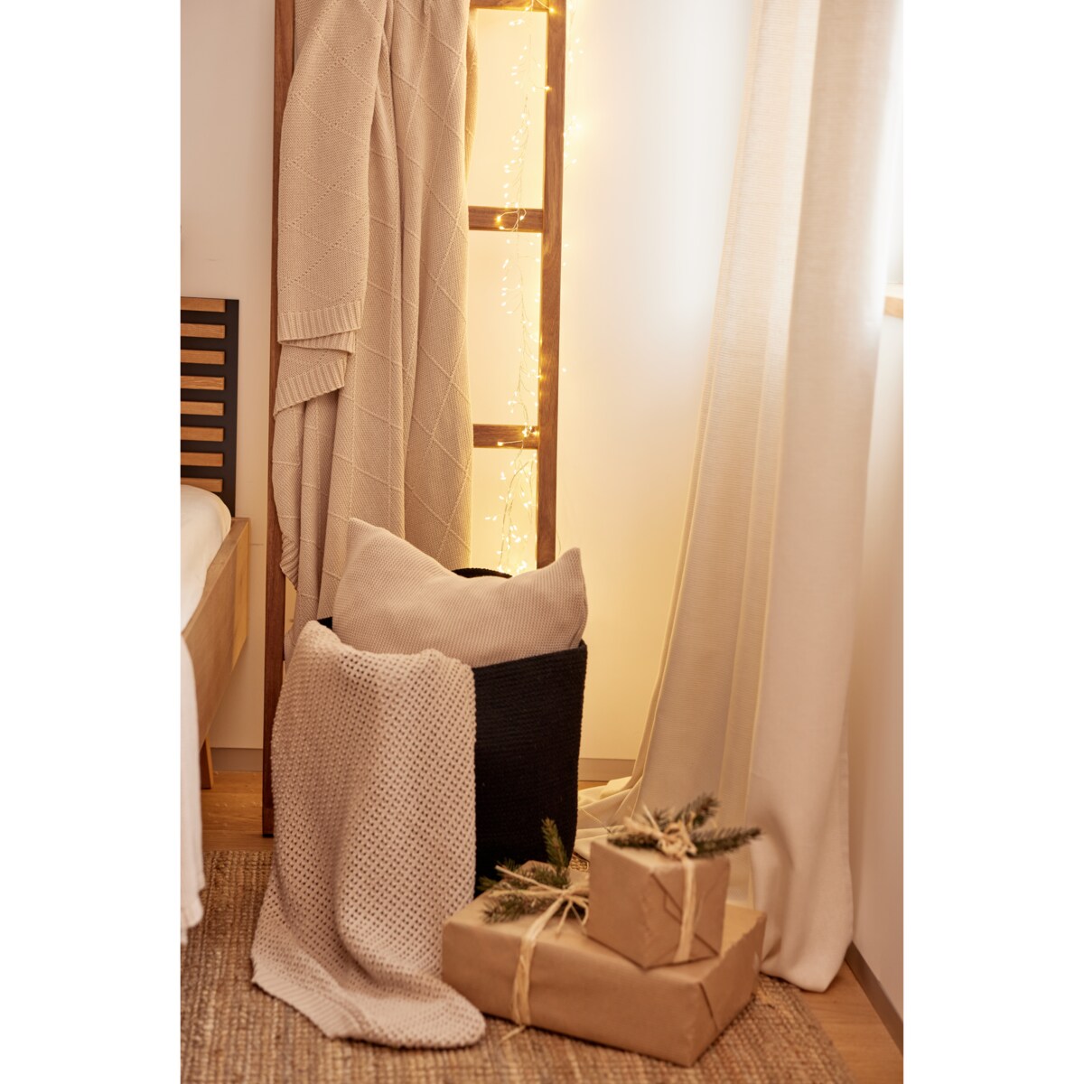 Pled boho beżowy, 130 x 160 cm, La Manta