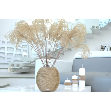 Wazon MARZENA w stylu BOHO jutowy do suszonej trawy i kwiatów * pleciony sznurek jutowy naturalny do trawy pampasowej kompozycji h 20 cm styl skandynawski