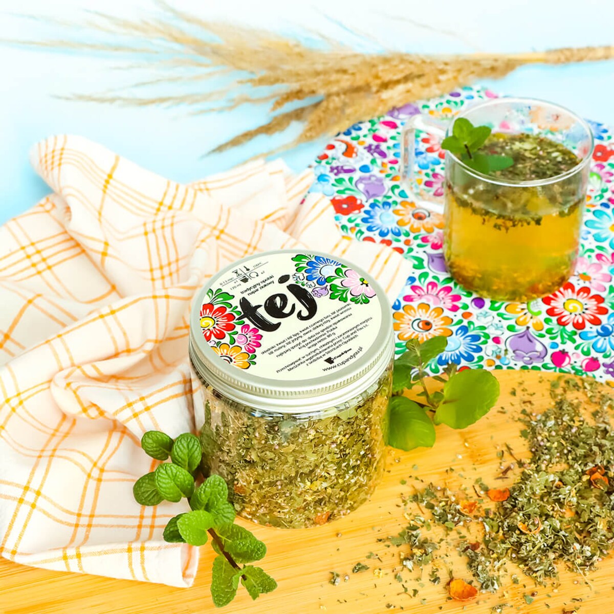 Herbata ziołowa TRADYCYJNY OPOLSKI TEJ 80g - sypana liściasta herbata PREMIUM na prezent upominek podarunek Cup&You