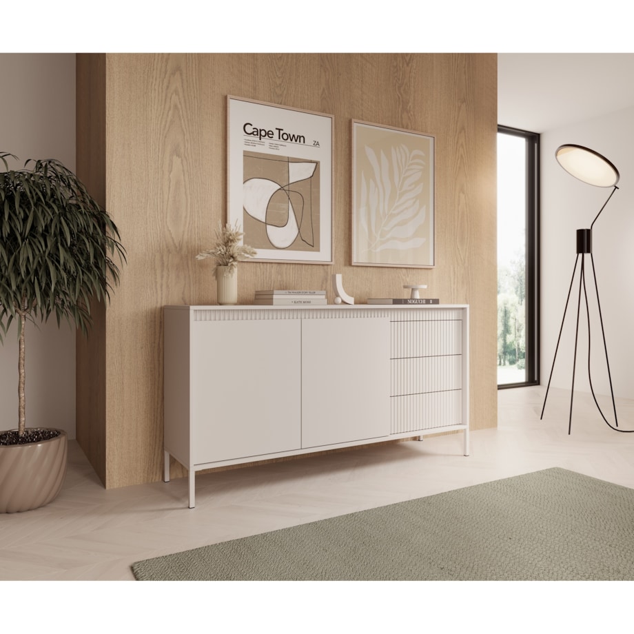 Komoda 153 2D3S ENSO ryflowana, beżowa