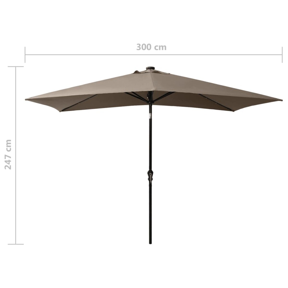 vidaXL Parasol ogrodowy z LED i stalowym słupkiem, taupe, 2x3 m