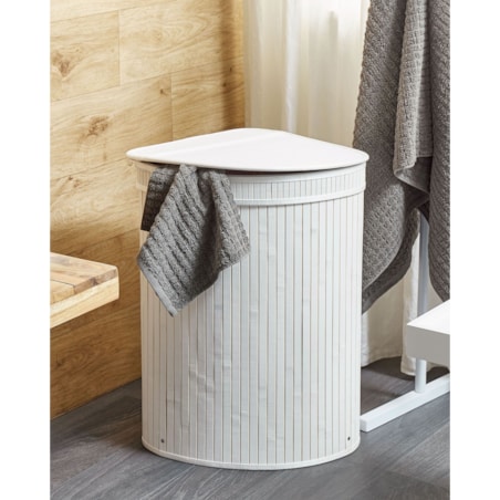 Kosz bambusowy z pokrywką biały BADULLA