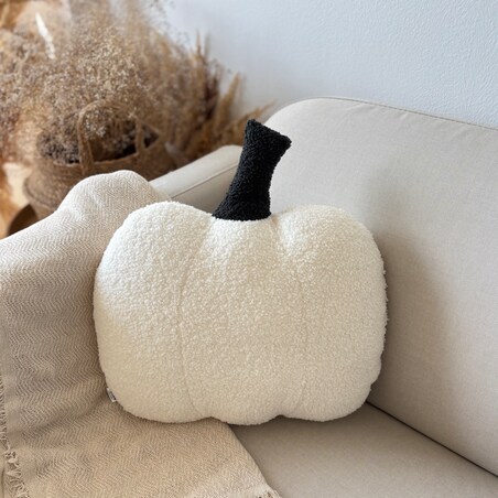 Poduszka jesienna Dynia boucle biała