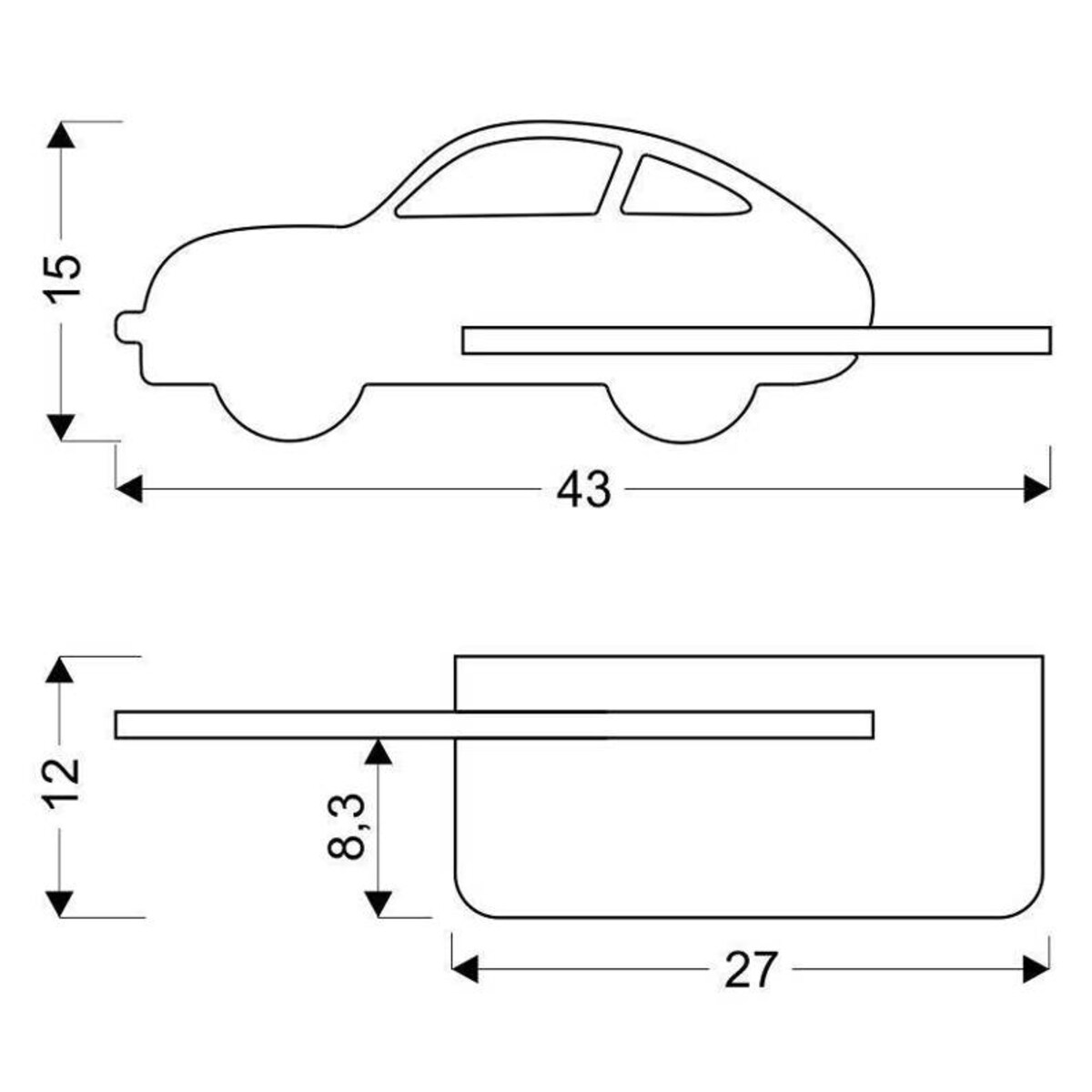 Drewniana LAMPA ścienna Kids Car 21-84798 Candellux dekoracyjna OPRAWA dziecięca LED 5W 4000K półka samochód niebieski drewno