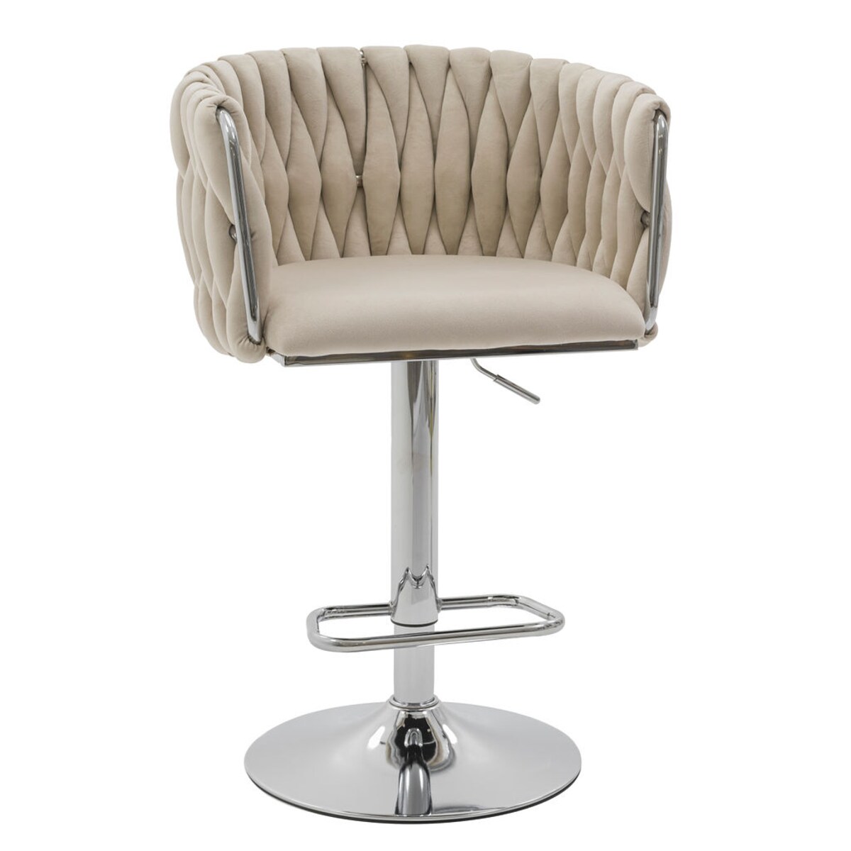 HOKER BAROWY KRZESŁO STOŁEK OBROTOWY DO SALONU KASZMIROWY ROSA CHROME WELUR