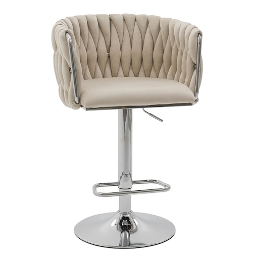 HOKER BAROWY KRZESŁO STOŁEK OBROTOWY DO SALONU KASZMIROWY ROSA CHROME WELUR