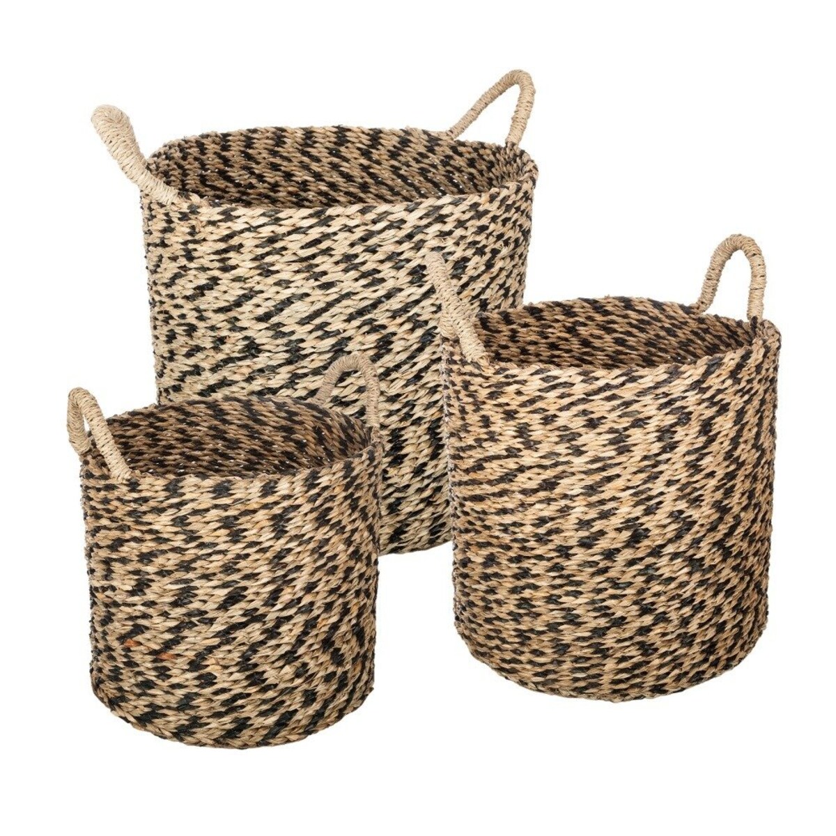 Kosze dekoracyjne okrągłe z uchwytami, 3 rozmiary