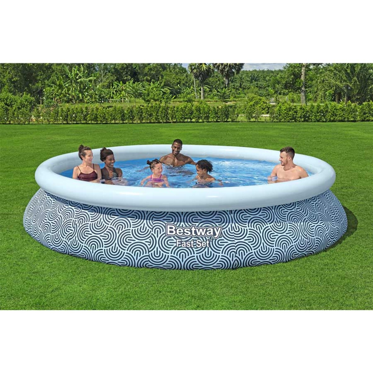 Basen ogrodowy rozporowy okrągły dla dzieci 396x84 cm Bestway zestaw 9w1
