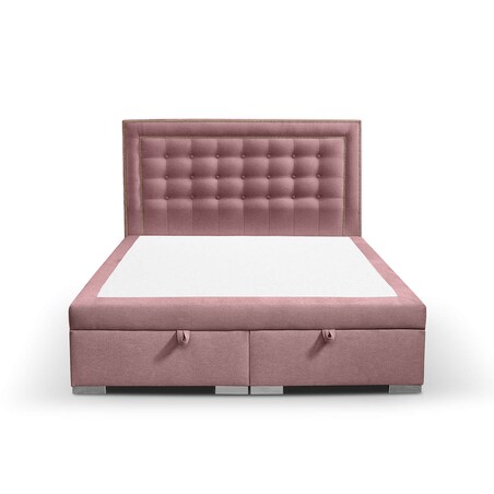 Łóżko tapicerowane BALFORD 140x200 z pojemnikiem, Różowy, tkanina Megan 355