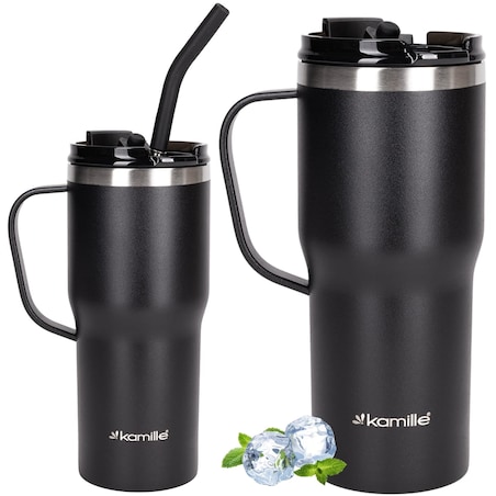 Kubek termos bidon termiczny ze słomką na kawę 600ml KAMILLE
