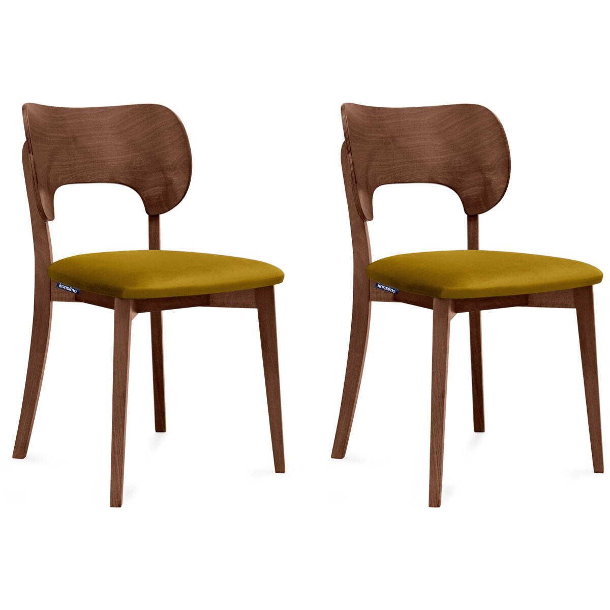 KONSIMO LYCO Krzesła loftowe, orzech ciemny musztardowo-żółty, 2 szt