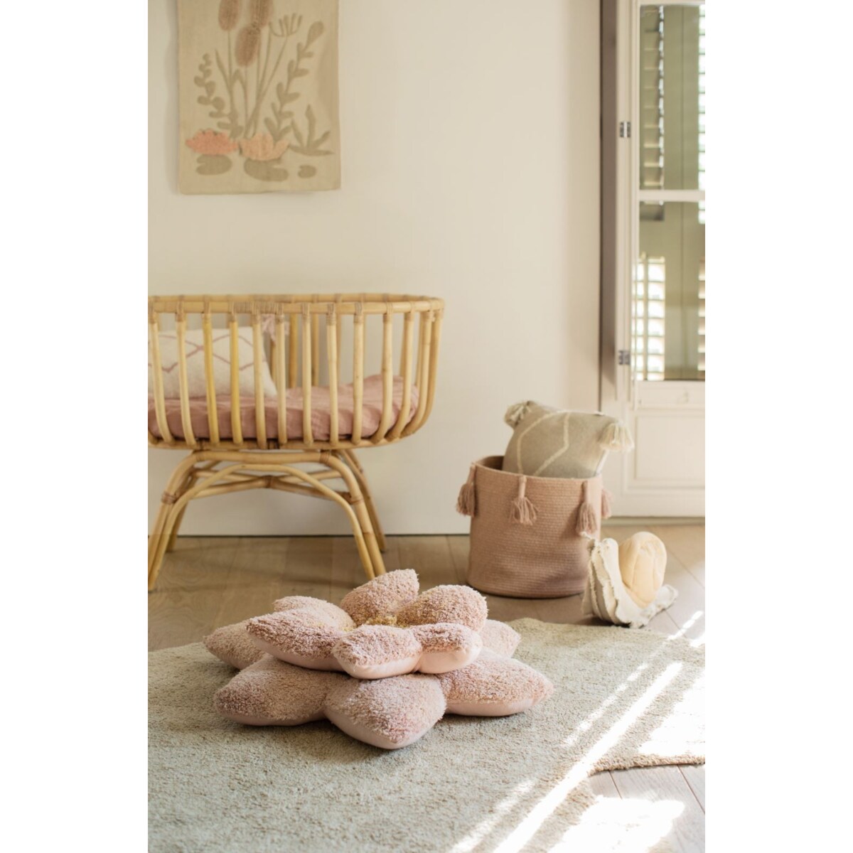 Lorena Canals - Dywan i poduszka bawełniana 2w1 Puffy Lily 140x160cm