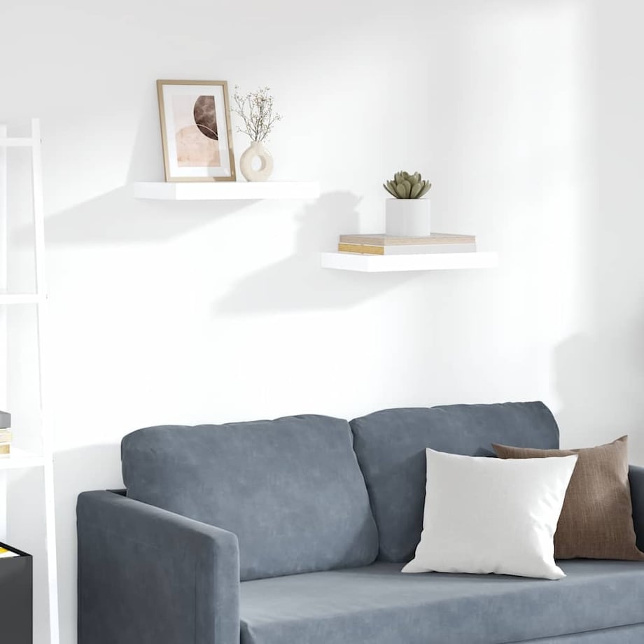 vidaXL Półki ścienne, 2 szt., białe, wysoki połysk, 40x23x3,8 cm, MDF