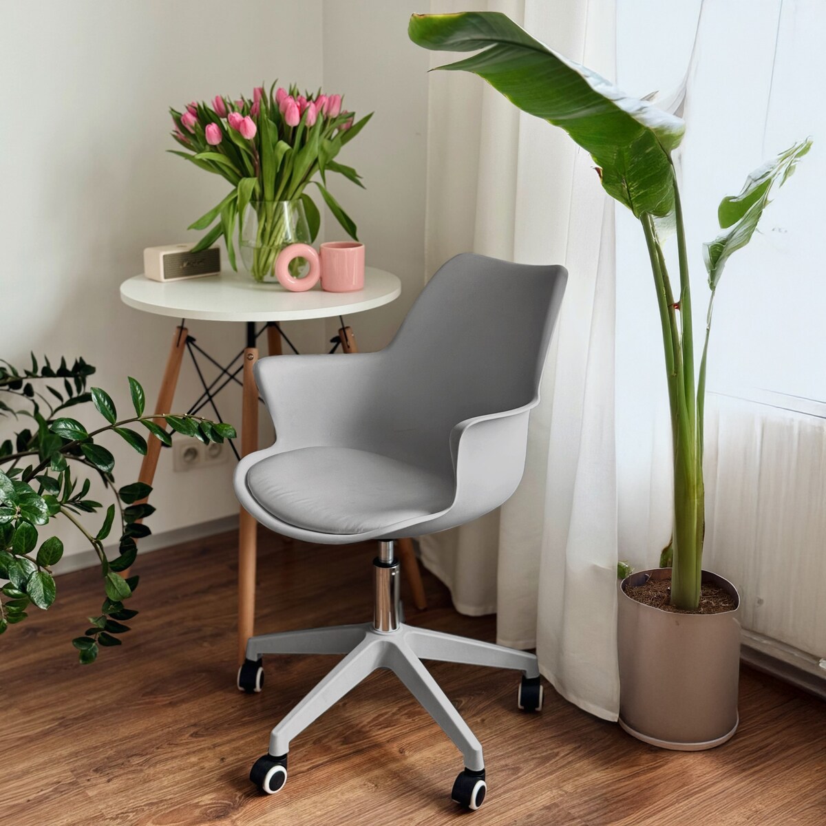 Krzesło obrotowe eleganckie INEZ szare