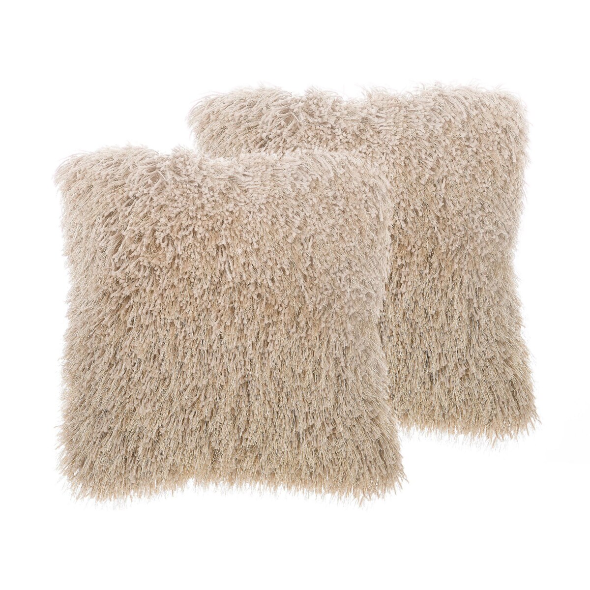 2 poduszki dekoracyjne włochacze 45 x 45 cm beżowe CIDE