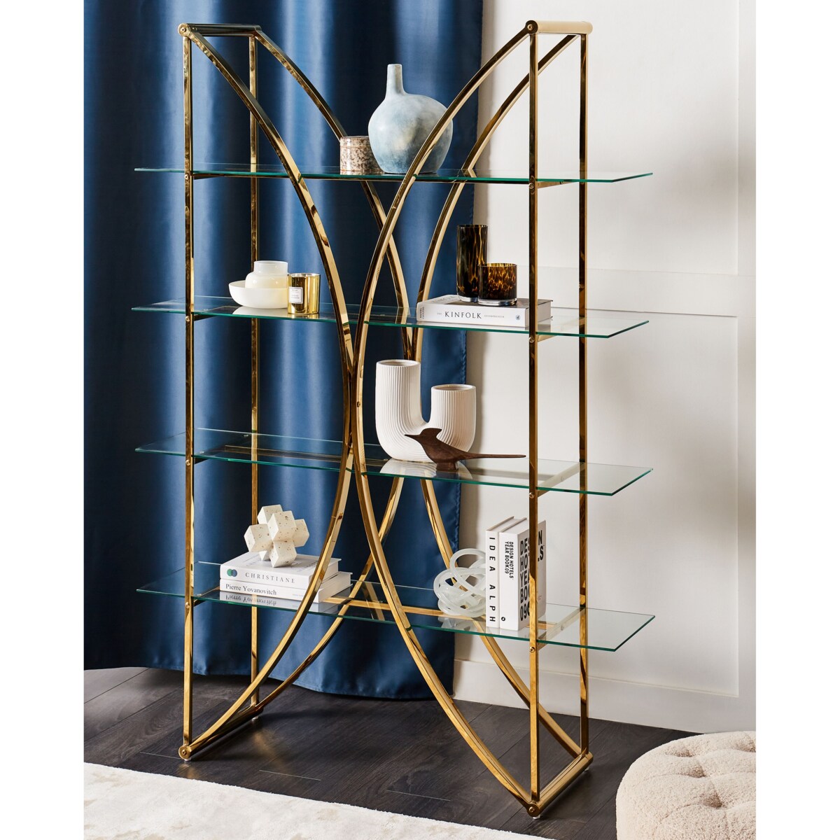 Regał 4 półki HOLLOW Metal 175 cm Złoty