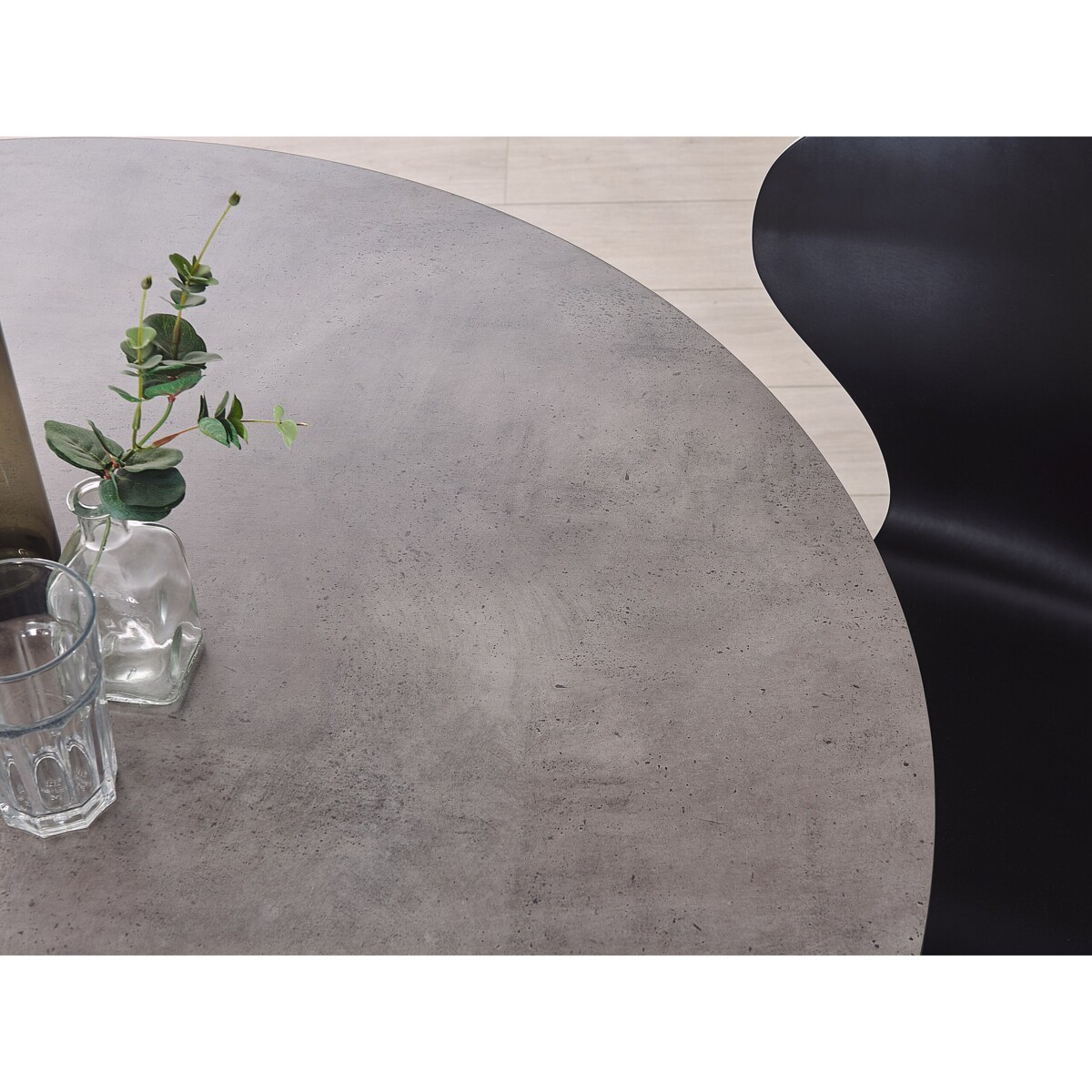 Stół do jadalni okrągły 120 cm imitacja betonu z czarnym ODEON