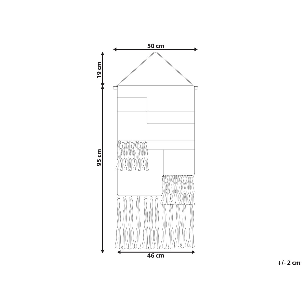 Dekoracja ścienna z frędzlami bawełniana beżowo-czarna HANGU