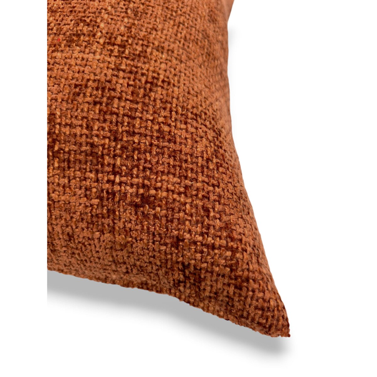 Ruda poduszka dekoracyjna z tkaniny szenilowej 55x35 Cyntia