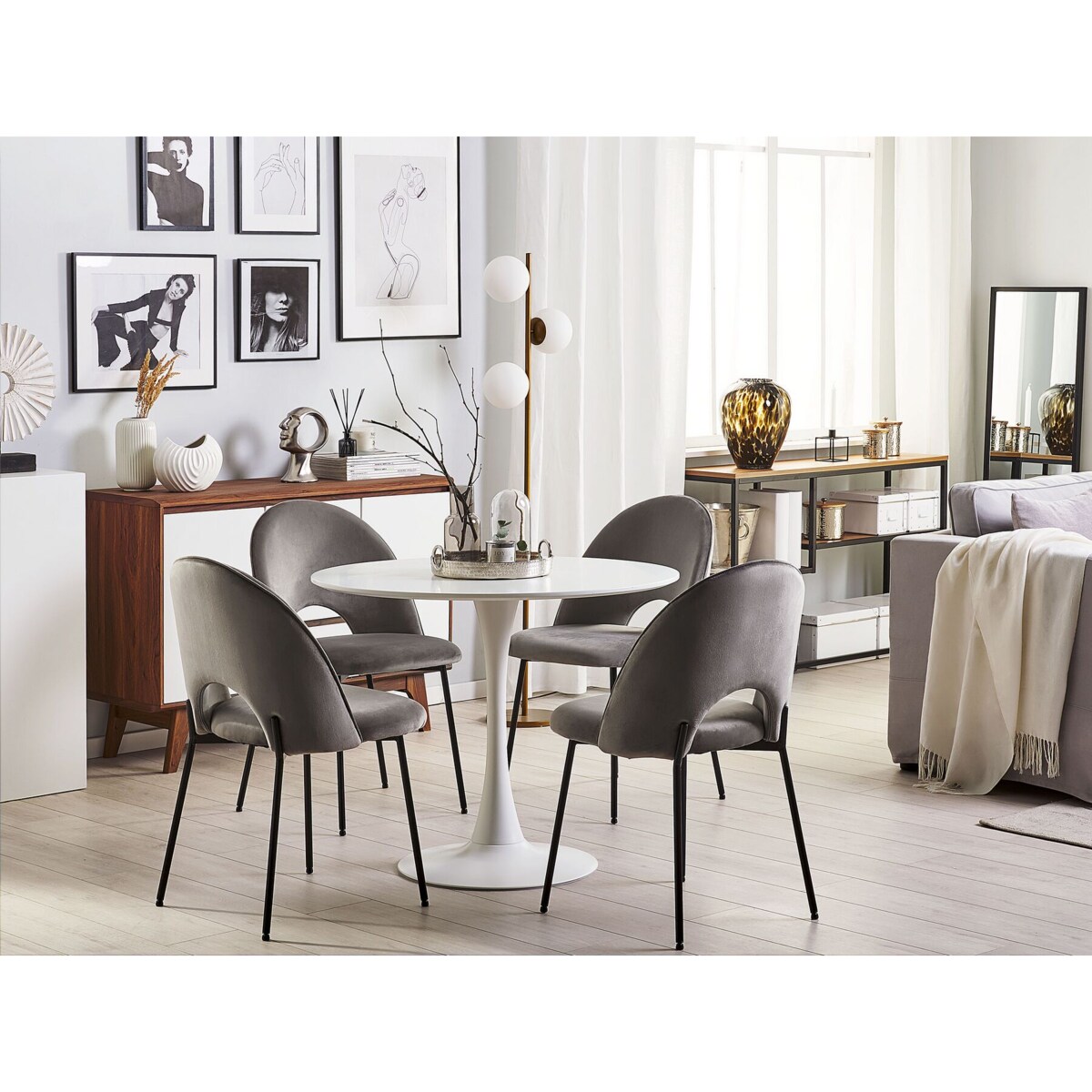 Zestaw 2 krzeseł do jadalni welurowy szary COVELO