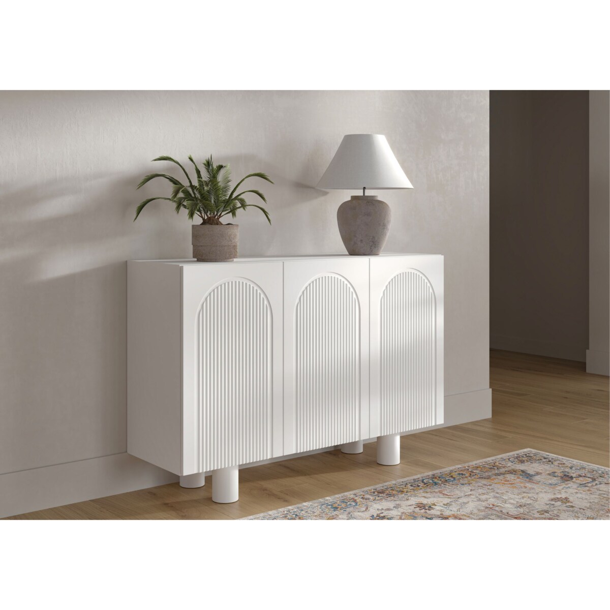 Biała komoda z łukami Skandica RITA / szer. 135 cm