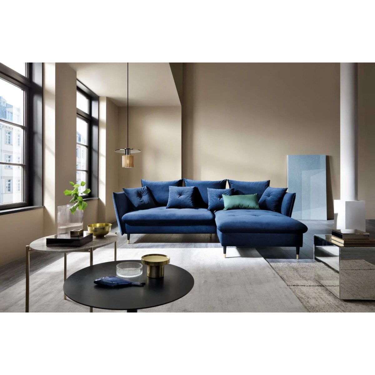 Narożnik z funkcją spania ATENA granatowy prawy/lewy